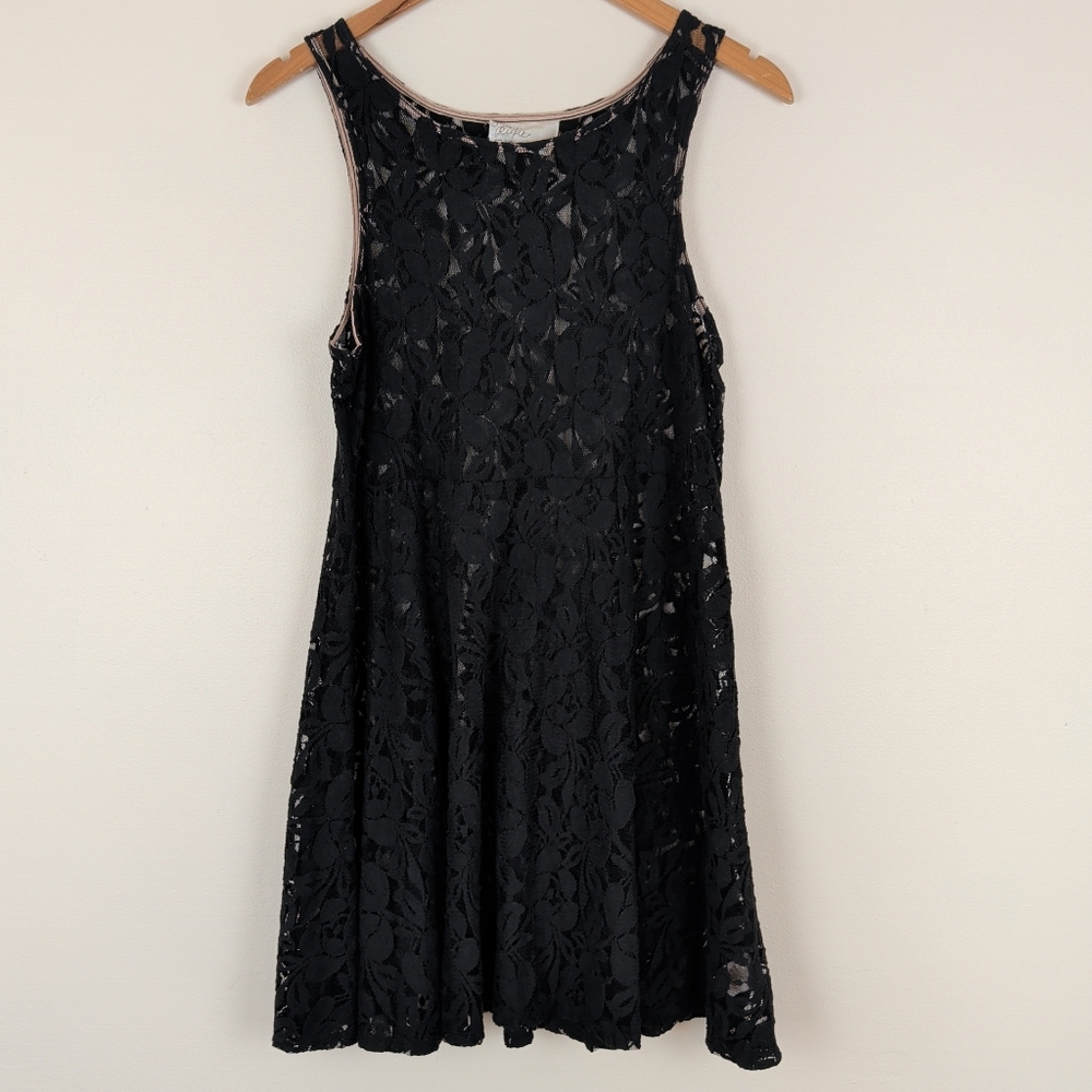 Free People Black Floral Lace Sleeveless Short Dress